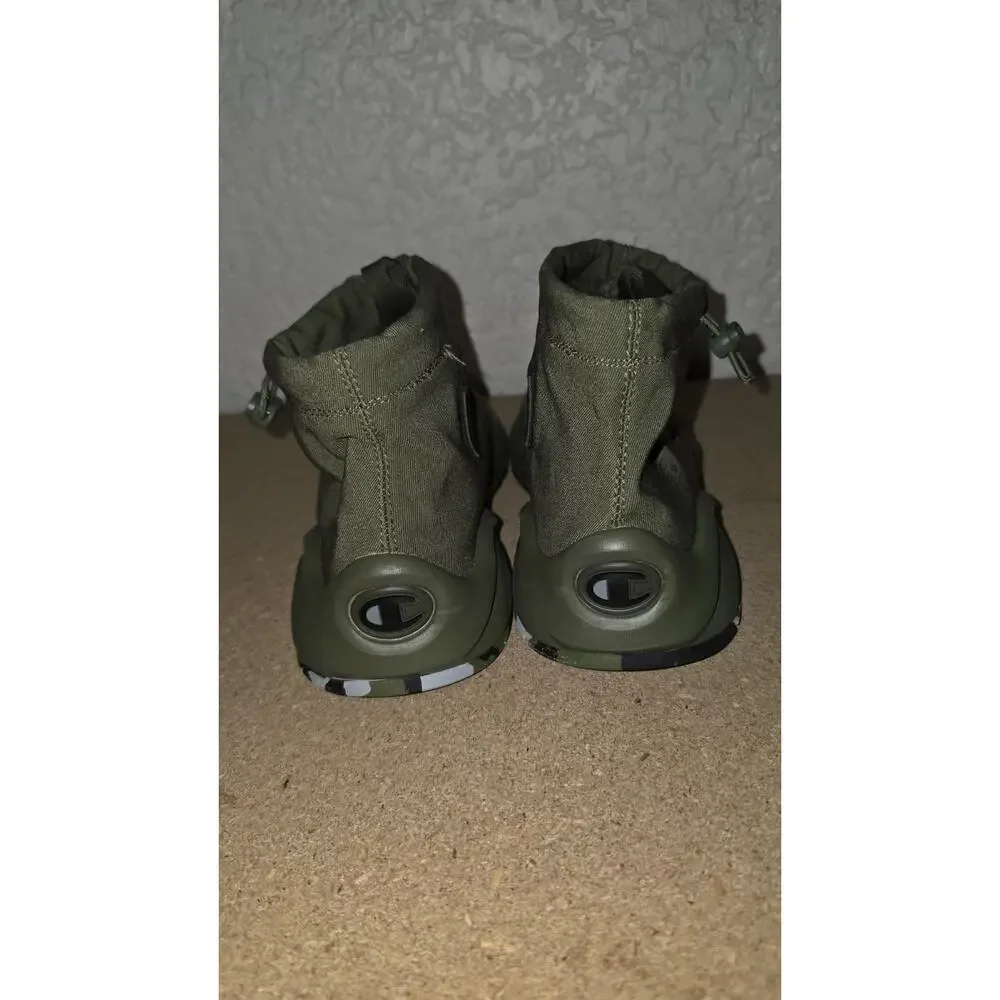 Champion Women’s High Top Sneaker Boots Olive Green Size 7 EU 40 Embroidered Log